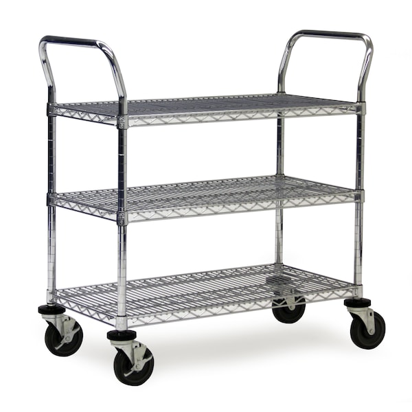 Wire Utility Cart, 2-Shelf, 18x30x40